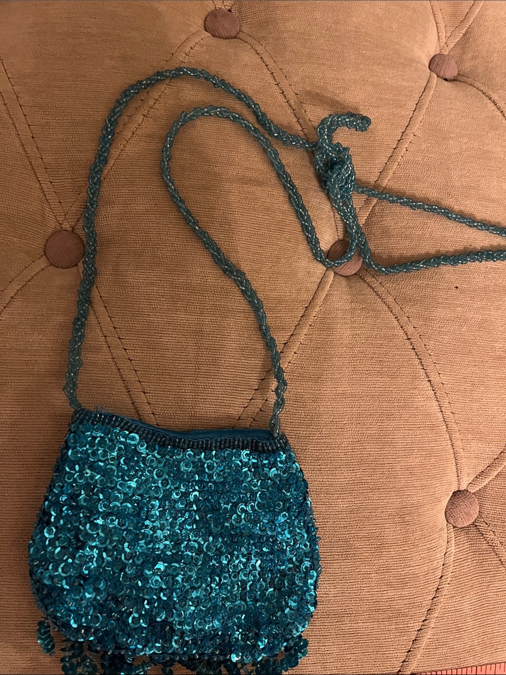 Teal Small Sequin Crossbody Bag